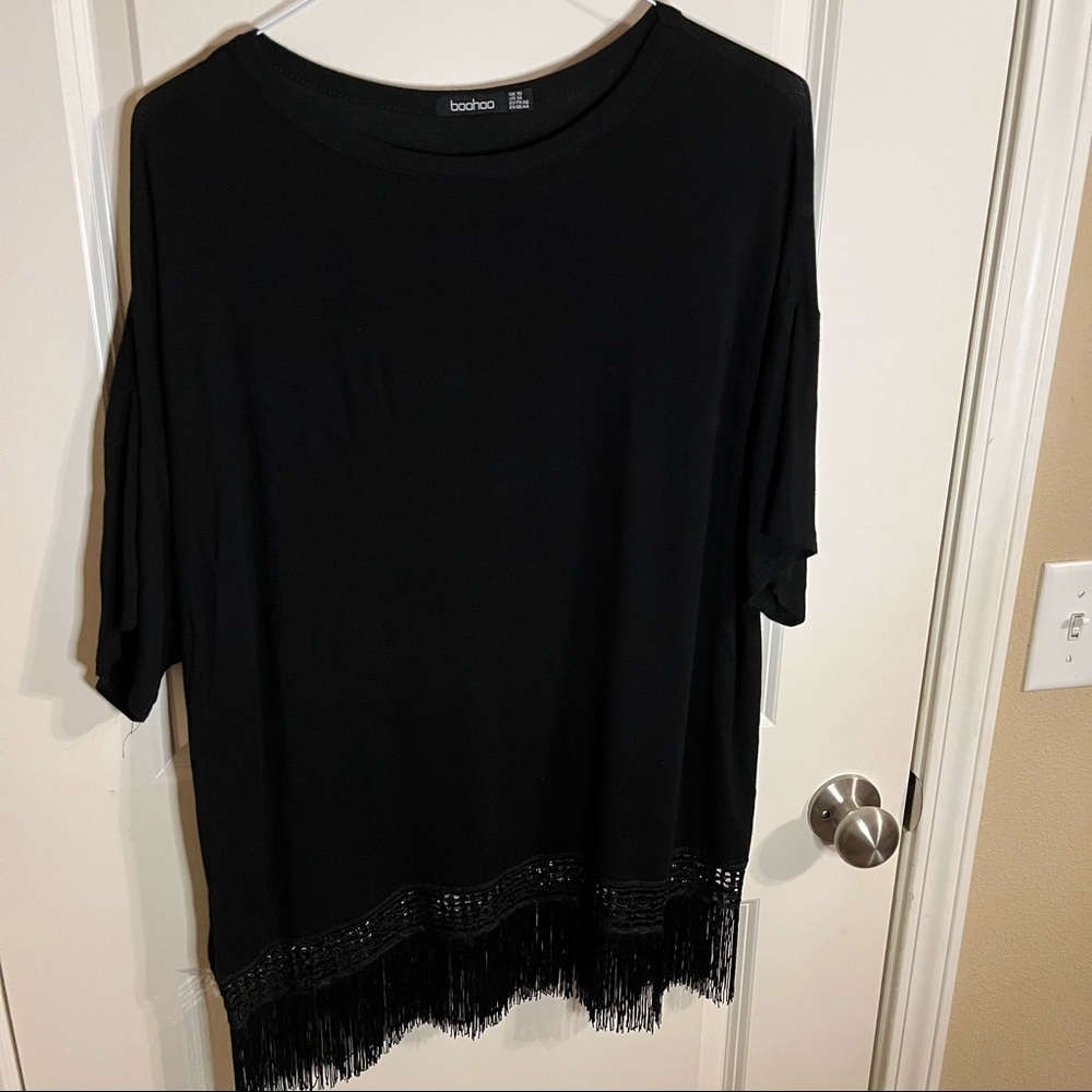 Boohoo Fringed Hem Tee